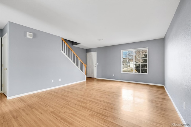 unfurnished living room featuring light hardwood / wood-style floors