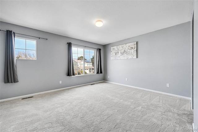 spare room featuring a wealth of natural light and carpet flooring