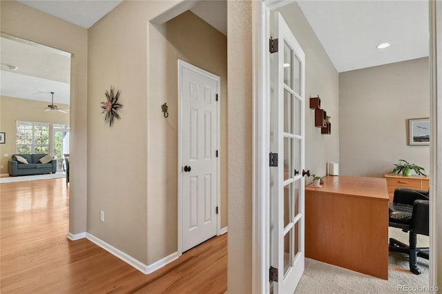 23285 Chapel Hill Ln, Parker, CO 80138 - office area featuring wood finished floors and ceiling fan