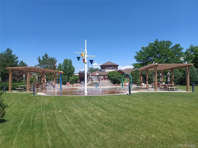 23285 Chapel Hill Ln, Parker, CO 80138 - surrounding community featuring a pergola and a yard