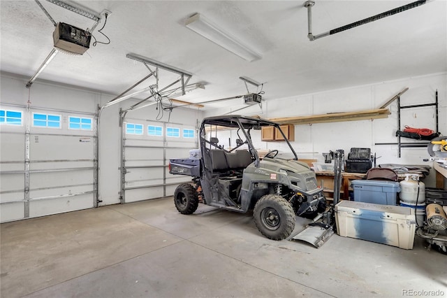 garage with a garage door opener