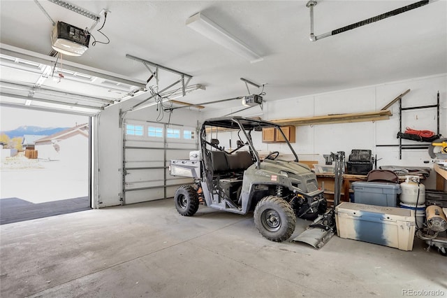 garage with a garage door opener