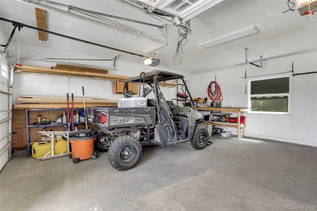 garage with a garage door opener