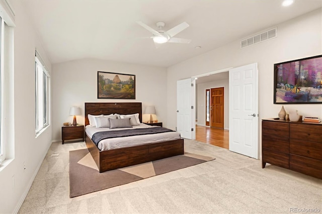 14032 E Chenango Dr, Aurora, CO 80015 - bedroom featuring carpet flooring, vaulted ceiling, baseboards, and ceiling fan