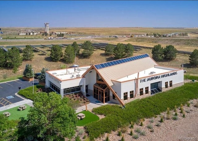 birds eye view of property featuring a rural view