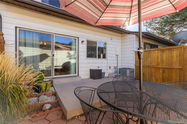 view of patio featuring central air condition unit