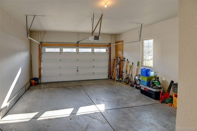 garage with a garage door opener