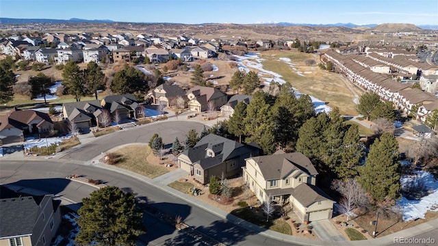 bird's eye view featuring a mountain view