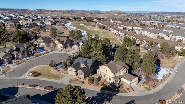 aerial view with a mountain view