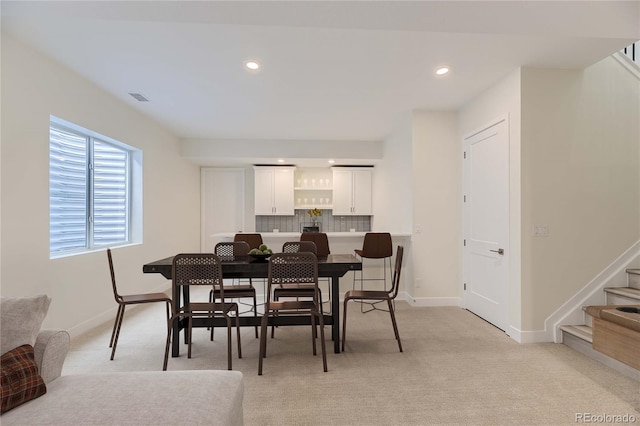 view of carpeted dining room