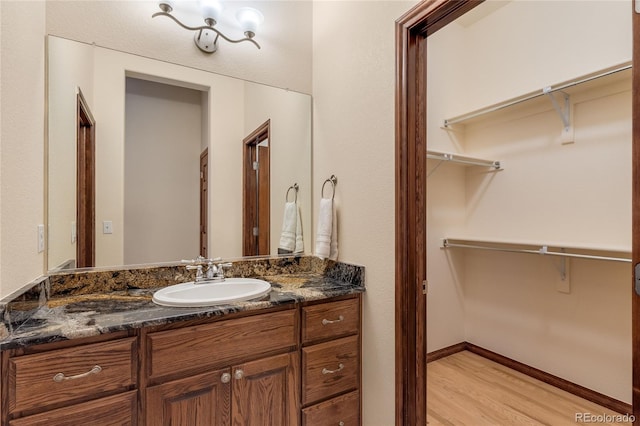 5723 S Union Ct, Littleton, CO 80127 - bathroom with vanity, wood finished floors, and a spacious closet