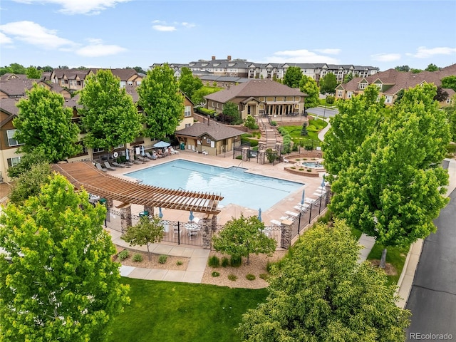 5723 S Union Ct, Littleton, CO 80127 - community pool with a residential view, stairway, and a pergola