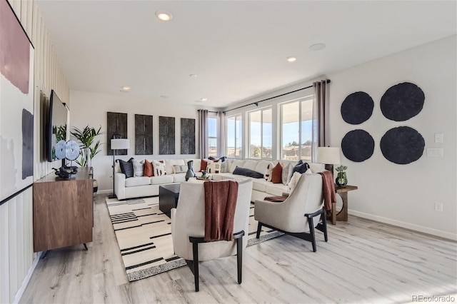 14147 Bunny Hop Ln, Parker, CO 80134 - living room featuring light wood-type flooring, baseboards, and recessed lighting