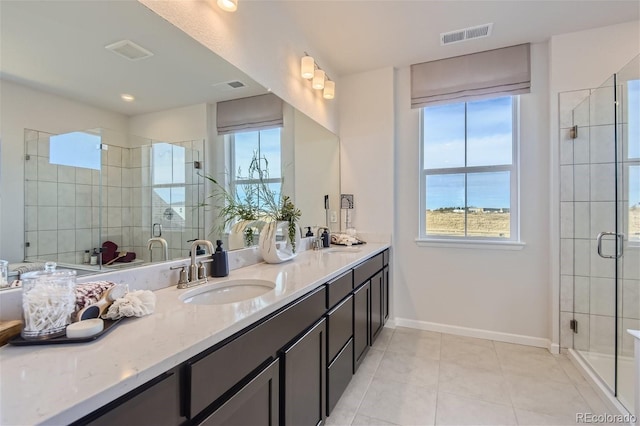 14147 Bunny Hop Ln, Parker, CO 80134 - full bath featuring plenty of natural light, tile patterned flooring, and a stall shower