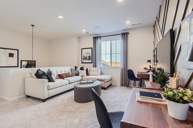 14147 Bunny Hop Ln, Parker, CO 80134 - living area with light carpet, baseboards, and recessed lighting