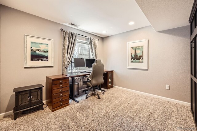 10694 Cedarcrest Cir, Highlands Ranch, CO 80130 - office space with light carpet, baseboards, and recessed lighting