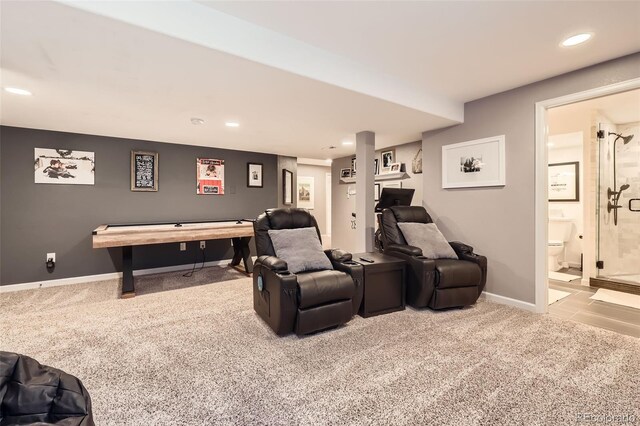 10694 Cedarcrest Cir, Highlands Ranch, CO 80130 - recreation room with carpet floors, baseboards, and recessed lighting