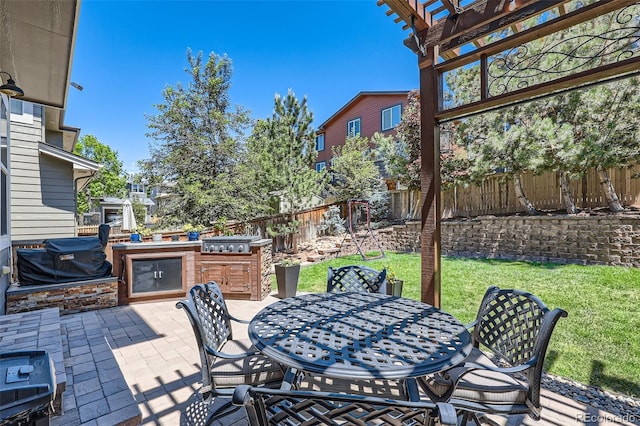 10694 Cedarcrest Cir, Highlands Ranch, CO 80130 - view of patio / terrace with a pergola and outdoor dining space