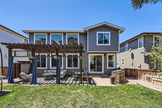 10694 Cedarcrest Cir, Highlands Ranch, CO 80130 - rear view of property featuring a pergola and a patio