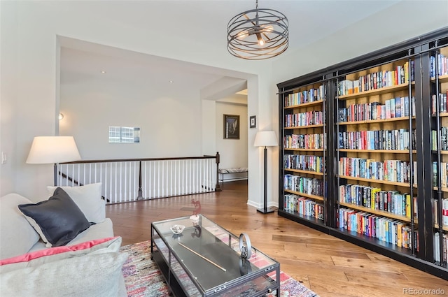 living area featuring hardwood / wood-style flooring