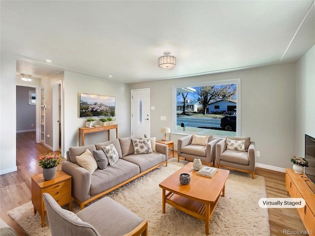 living room featuring hardwood / wood-style flooring