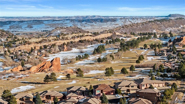 aerial view featuring a mountain view