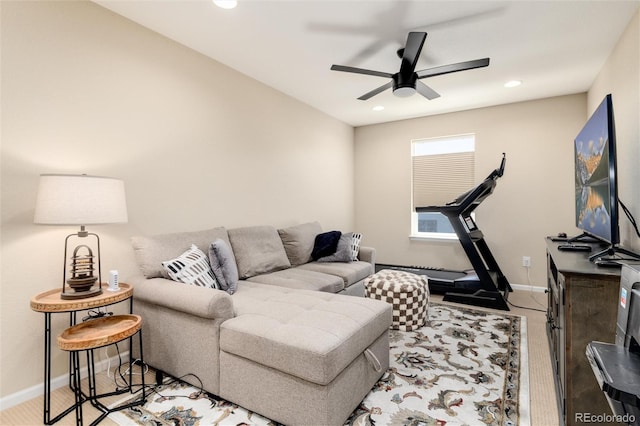8186 E 53rd Dr, Denver, CO 80238 - living room with ceiling fan and recessed lighting
