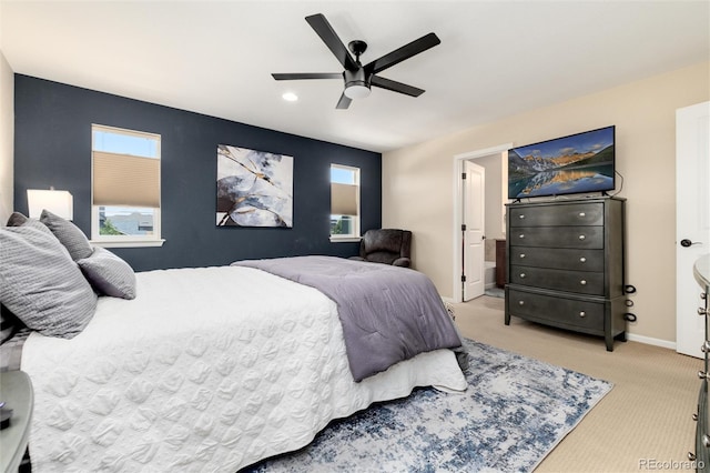 8186 E 53rd Dr, Denver, CO 80238 - bedroom with light colored carpet, a ceiling fan, and cooling unit