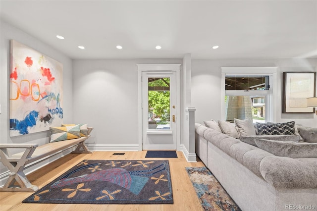 400 S Gilpin St, Denver, CO 80209 - living area featuring wood finished floors and recessed lighting