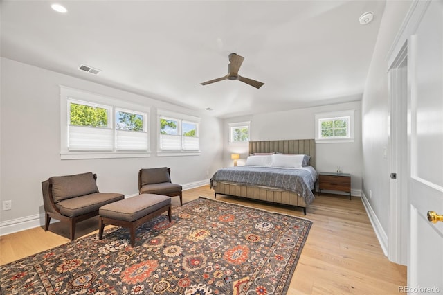 400 S Gilpin St, Denver, CO 80209 - bedroom featuring light wood-style flooring, ceiling fan, and recessed lighting