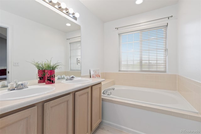 5555 E Briarwood Ave Unit 1404, Centennial, CO 80122 - full bath with a bath, double vanity, and recessed lighting