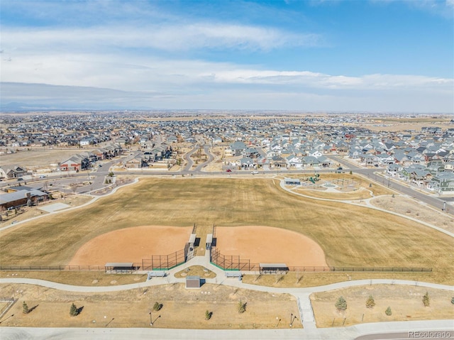 bird's eye view with a residential view