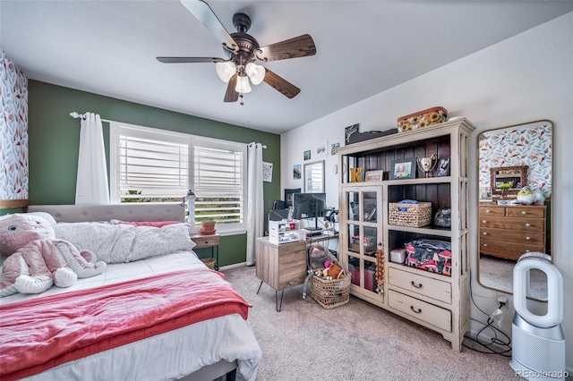 21502 E Idyllwilde Dr, Parker, CO 80138 - bedroom featuring light carpet, a desk, and ceiling fan