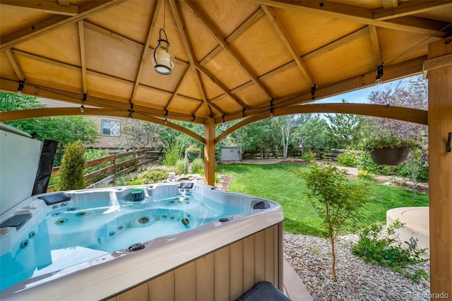 21502 E Idyllwilde Dr, Parker, CO 80138 - view of patio / terrace featuring a gazebo and a hot tub