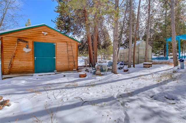 view of snow covered structure