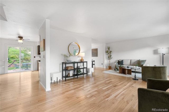 229 Berthoud Way, Golden, CO 80401 - living area featuring light wood-style flooring and a ceiling fan
