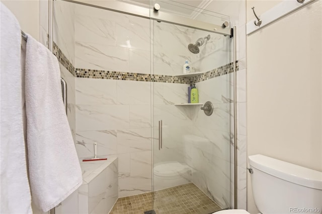 702 Windmill Pl, Highlands Ranch, CO 80126 - bathroom with toilet and a marble finish shower