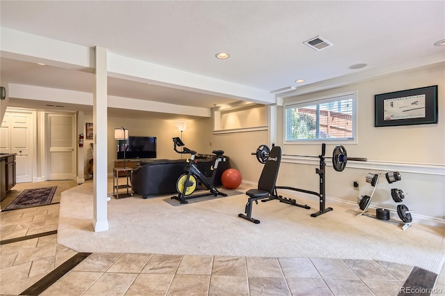 702 Windmill Pl, Highlands Ranch, CO 80126 - workout area with light carpet and recessed lighting