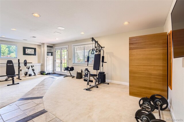 702 Windmill Pl, Highlands Ranch, CO 80126 - workout area featuring carpet and recessed lighting
