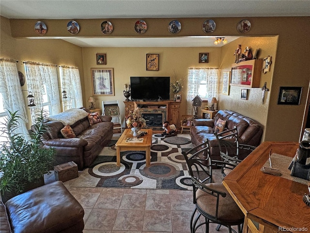 view of tiled living room