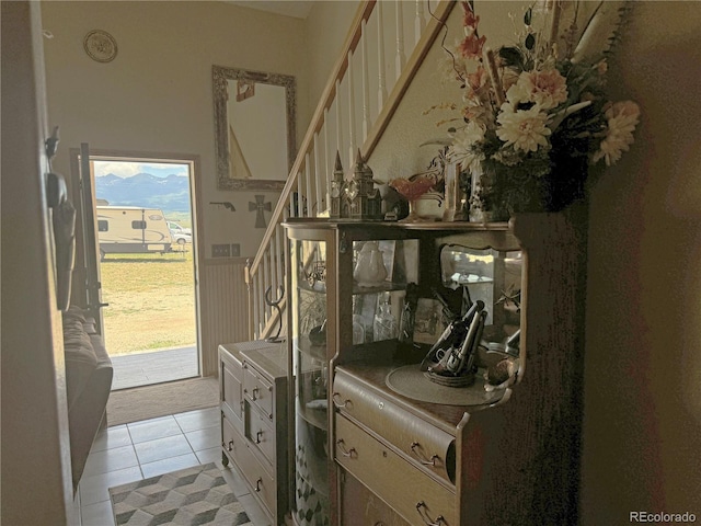 interior space with light tile patterned flooring