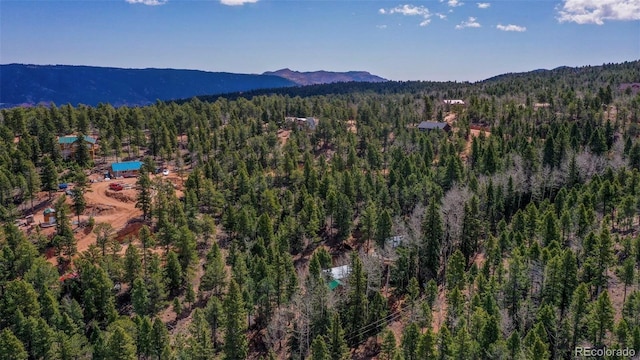 155 Squilchuck Trl, Woodland Park, CO 80863 - birds eye view of property featuring a forest view and a mountain view