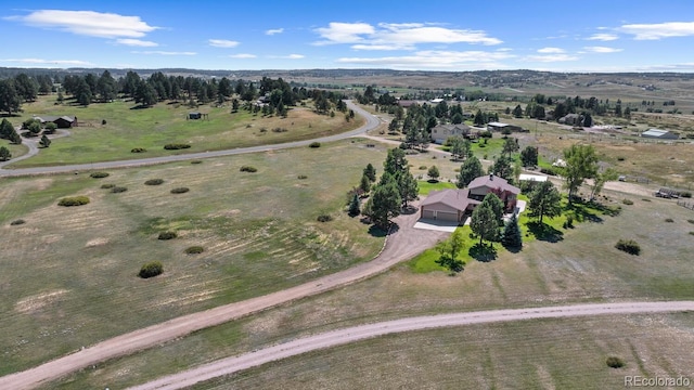 drone / aerial view with a rural view