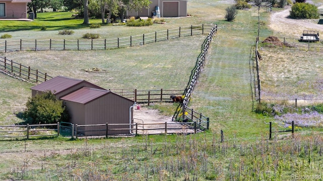 aerial view featuring a rural view