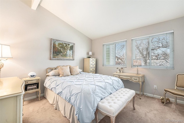 5252 W 68th Ave, Arvada, CO 80003 - bedroom with light carpet, multiple windows, lofted ceiling, and baseboards