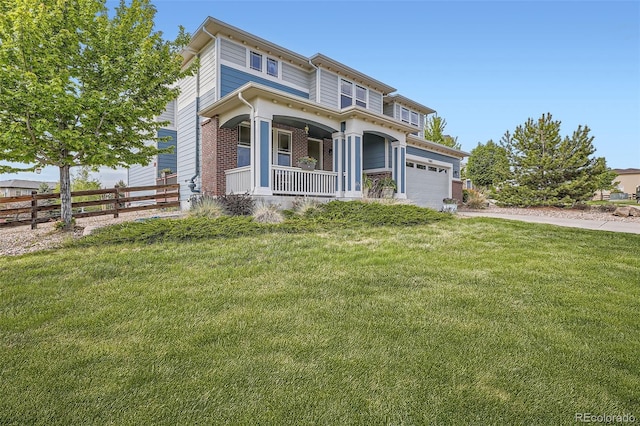 7485 S Jackson Gap Way, Aurora, CO 80016 - italianate home featuring a porch, driveway, a garage, and brick siding