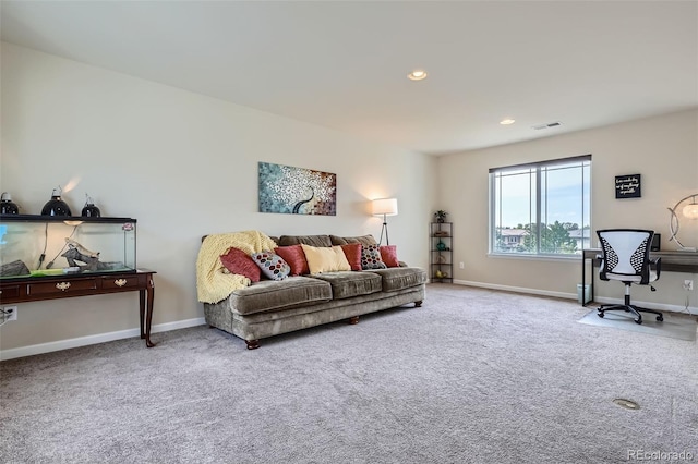 7485 S Jackson Gap Way, Aurora, CO 80016 - carpeted living room featuring baseboards and recessed lighting
