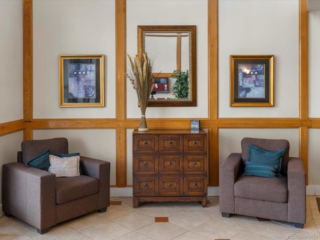 living area with light tile patterned flooring