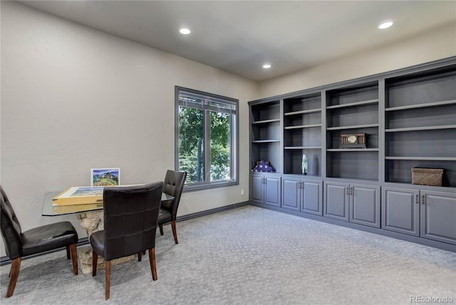 28154 Belle Mont Trl, Conifer, CO 80433 - office area featuring light colored carpet, recessed lighting, and baseboards