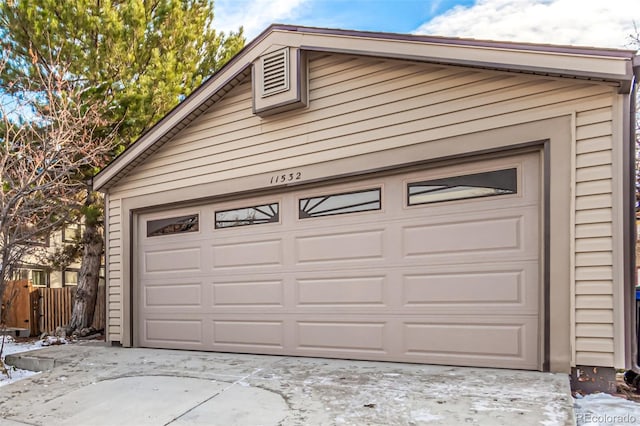 view of garage